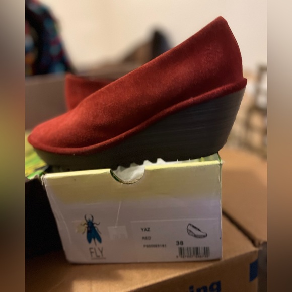 Fly London Booties Red Suede Size 38 - Picture 5 of 9